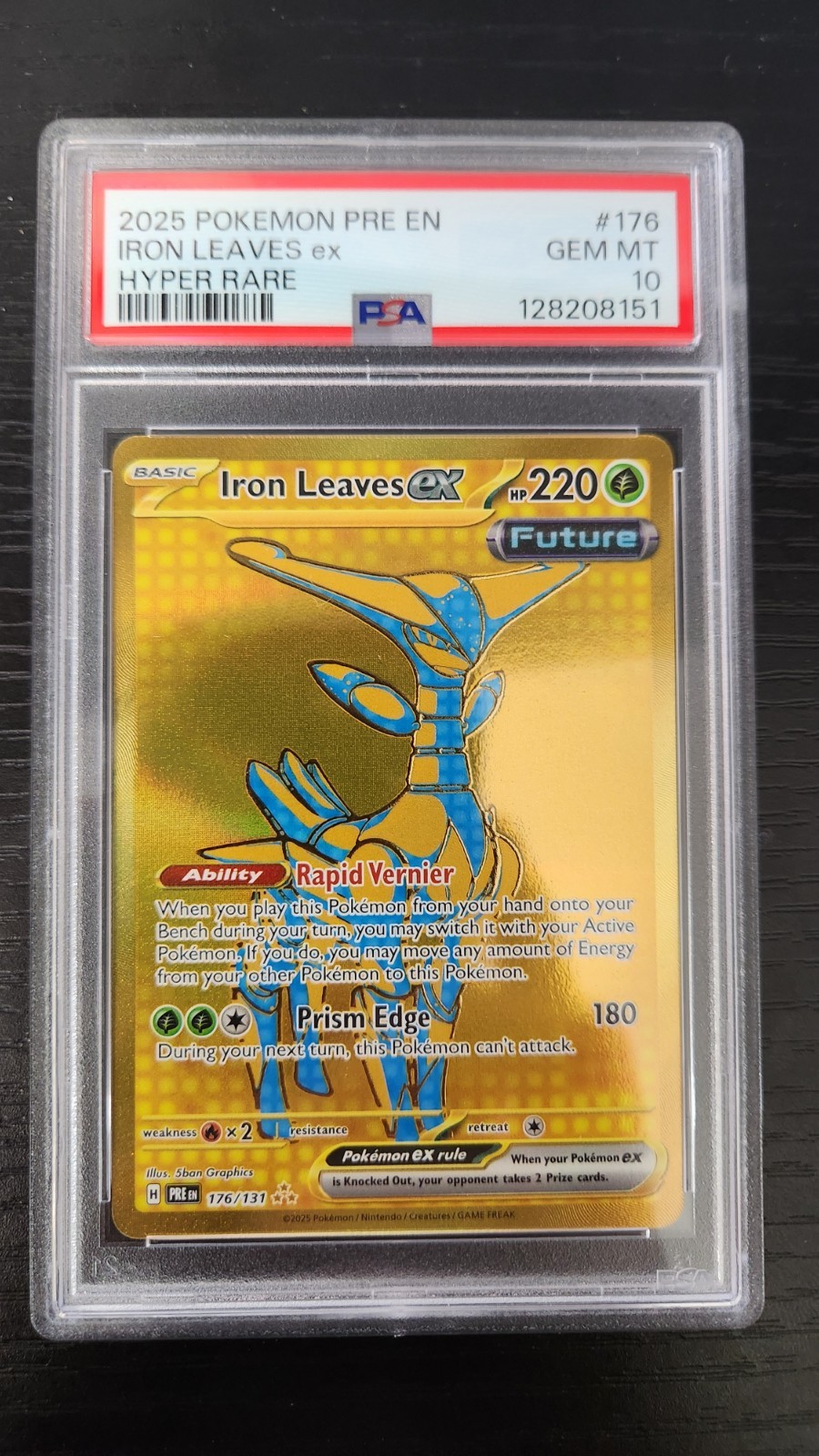 Iron Leaves ex 2025 Pokemon SV · Prismatic Evolutions Secret Rare #176 PSA 10