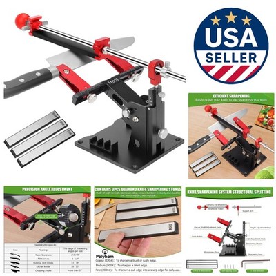 Professional Adjustable Knife Sharpener with 3 Diamond Stones for All Knives