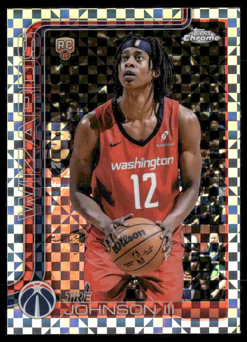 2025-26 Topps Chrome X-Fractor Tre Johnson #256 Rookie RC Wizards