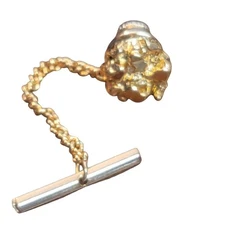 Vintage Faux Gold Nugget Tie Tack With Chain & Bar