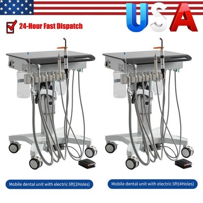 Dental Mobile Delivery Cart Adjustable Treatment Unit System 4Hole/2Hole