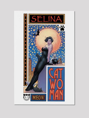 Catwoman Selina Starry Night Comic Book Wall Art Canvas Poster