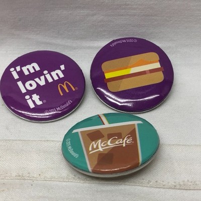 3 Vintage McDonald's Pinback Buttons I'm Lovin' it Mc Cafe