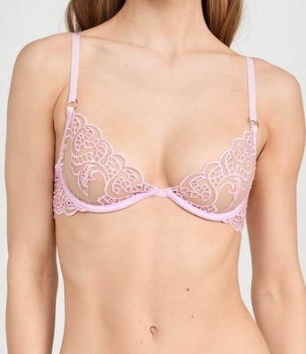 Bluebella Cecily Lace Demi Sheer Underwire Bra Pirouette Pink Size 32DD/E US