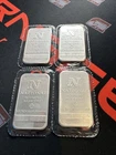 (4) Bar Lot Vintage 1 Troy Oz .999 Fine Silver National Refiners 4oz Total