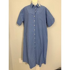 The Drop Marla Dress Dazzling Blue Stripe Button Front Midi Shirt Dress S
