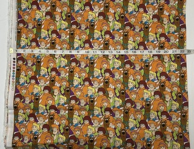 Scooby-Doo Fabric 100% Cotton Packed Velma Fred Daphne Shaggy Scooby HALF YARD