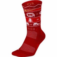 Nike Holiday Christmas Themed Crew Socks Red Men's Size 8-12; Women's Size 10-13