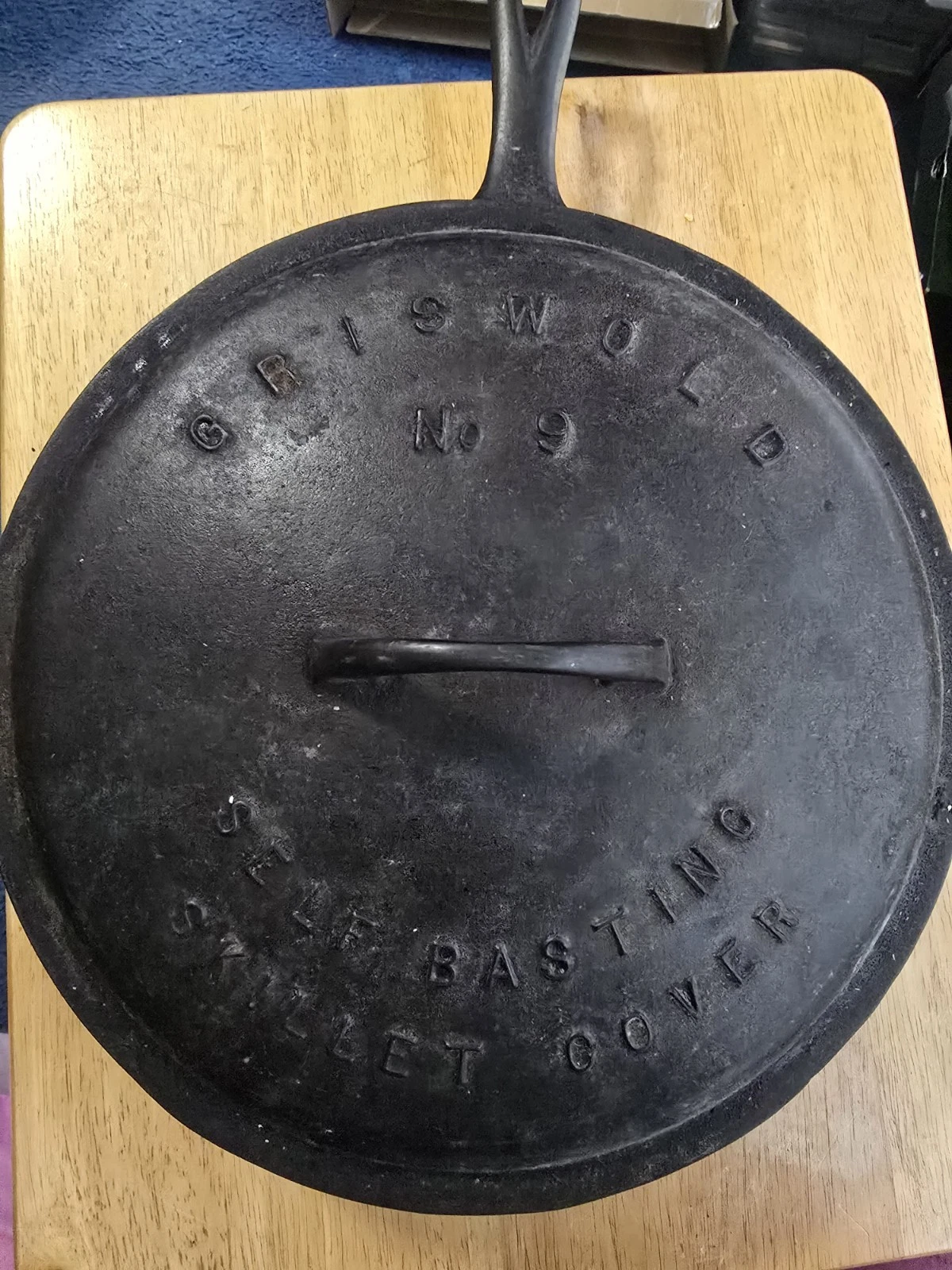 Griswold Cast Iron #9 Skillet with Large Logo and Fully Marked Low Dome Cover