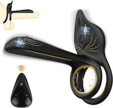 Vibrating Cock Ring Penis Ring with G-Spot Clitoral Stimulator 10 Vibration Mode