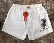 Mens White HANA DEKA Club! Here Comes Trouble!Boxer Shorts  L Brand New With Tag