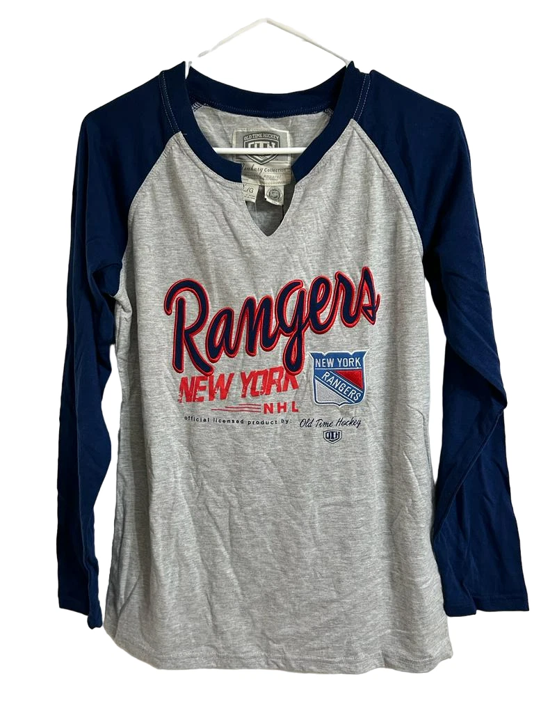 Old Time Hockey Women s New York Rangers Raglan Sleeve T Shirt