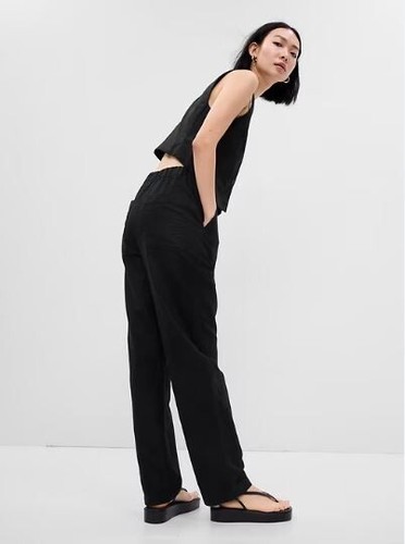 GAP Pleated Linen BOHO Wide-Leg Black Size XXL Pants - MSRP $60 - Picture 4 of 5