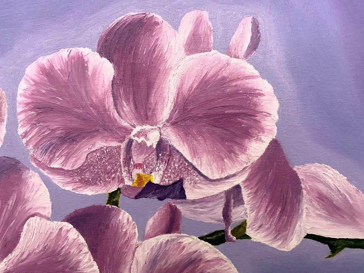 Orchid Oil Painting Original Canvas Pink Purple Flowers Wall Art