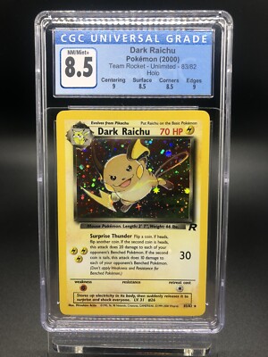 Pokemon Unlimited Team Rocket Dark Raichu 83/82 CGC 8.5 subgrades