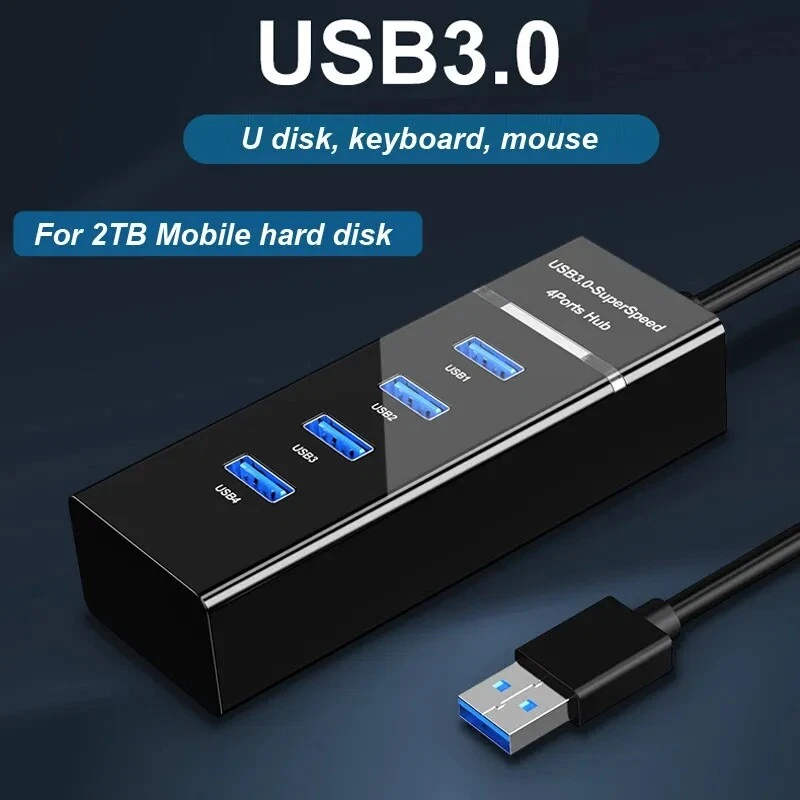 4-Port USB 3.0 Hub for Laptop & PC - High-Speed Data Transfer & Extra Ports
