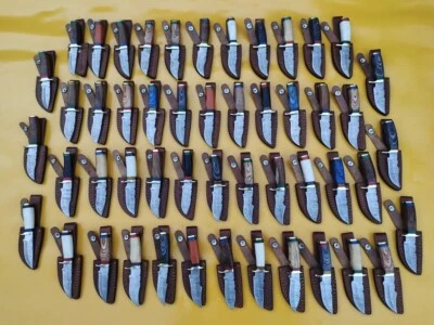 WE INDUSTRY Lot of 20 HANDMADE DAMASCUS STEEL SKINNER HUNTING KNIVES 6inch