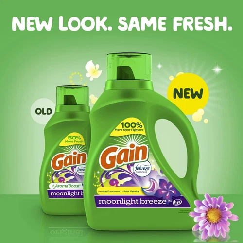 2 pack Gain Liquid Laundry Detergent Moonlight Breeze Scent 194 fl oz 134 Loads - Picture 2 of 3