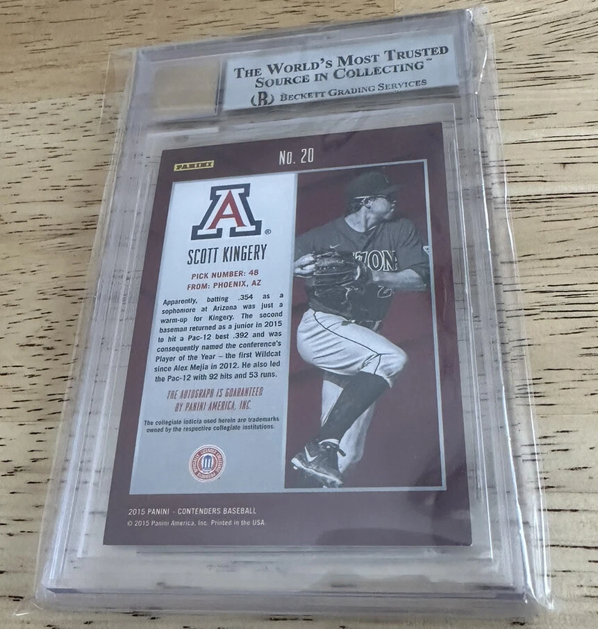 Scott Kingery Rookie 2015 Panini Contenders College Ticket Autographs Graded 10 - Image 2 of 2