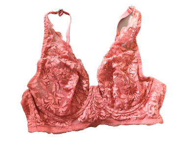 NEXT UK 36D Lizzie Salmon Underwired Semi Sheer Lace Full Cup Bra