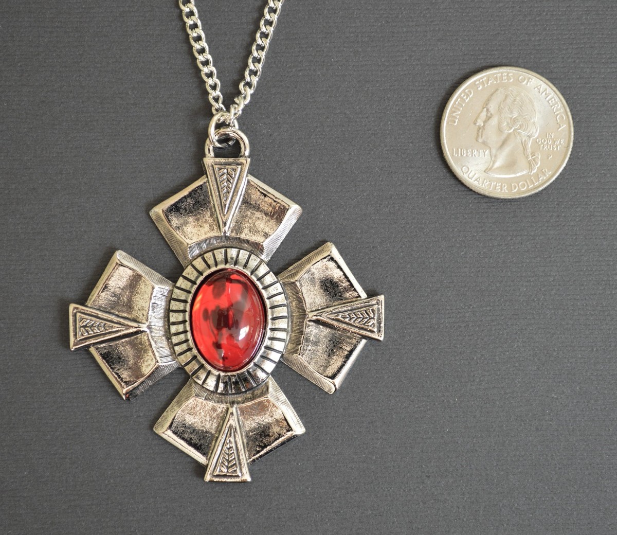 Collana Gotica Con Ciondolo Spada Incisa Teschio Medievale NK-558 Argento - Foto 5