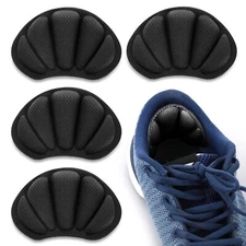 Sibba 2 Pair Heel Grips Shoes Pads for Too Big Self-Adhesive Foot Black