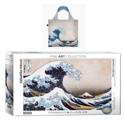 Katsushika Hokus Great Wave 1000 Piece Jigsaw Puzzle and Reusable Shopping Tote