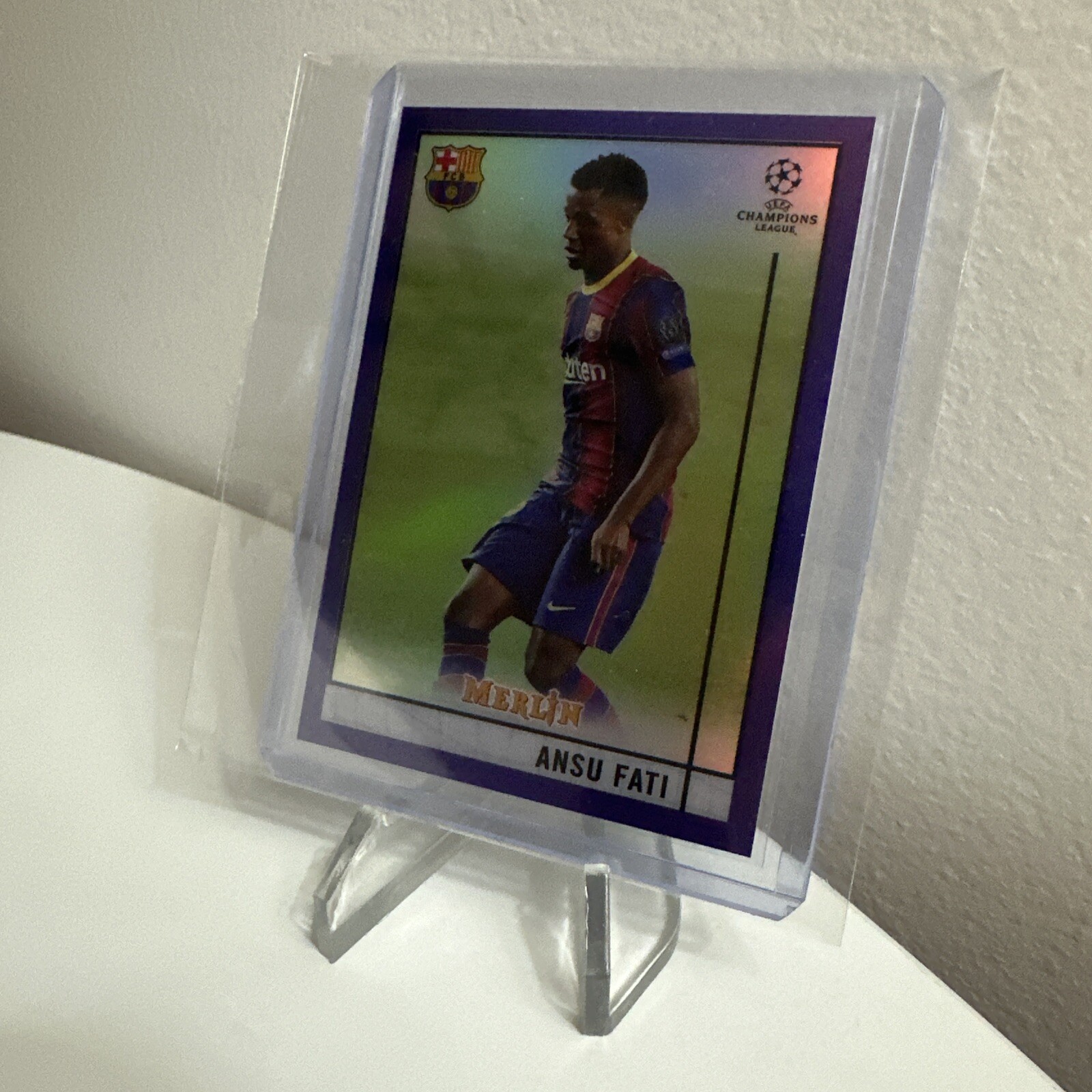 Ansu Fati 2020-21 Topps Merlin Chrome UCL Purple Refractor #39 Limited /299