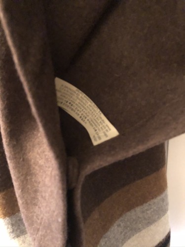 New Massimo Dutti Brown & Grey Striped Wool Mix Cape Poncho Coat,Med - Picture 8 of 12