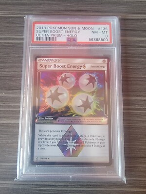PSA 8 NM Super Boost Energy 136/156 PRISM STAR HOLO RARE Pokemon