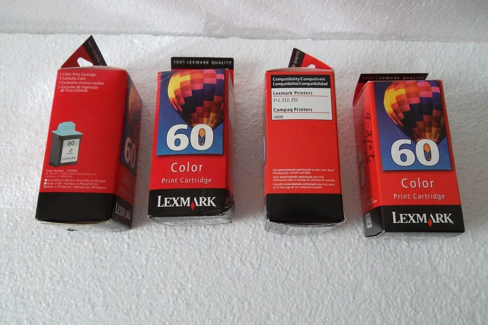 Lote-4 Cartuchos de Tinta Lexmark 60 Colores Z22 Z705 IJ600 Z12 Z715 17G0060 CAJA NUEVA Foto 4 de 4