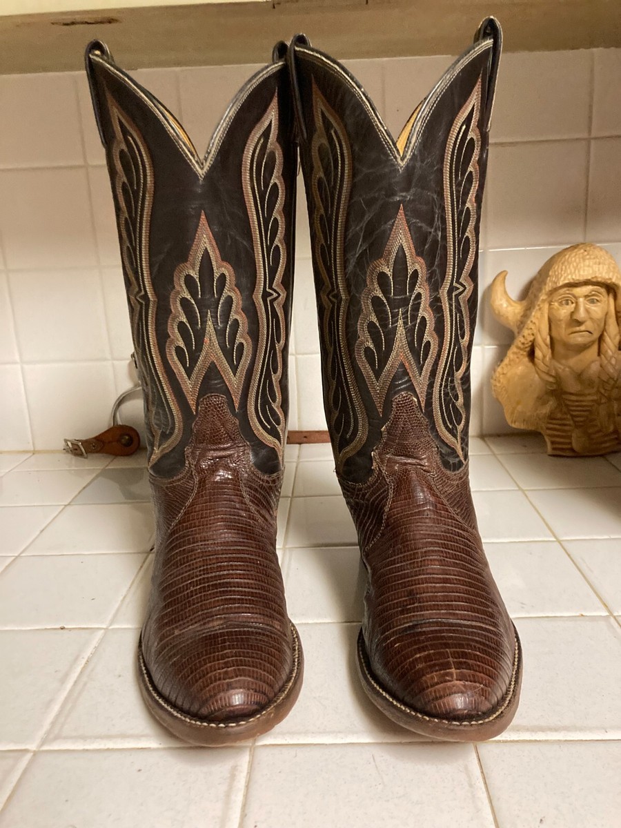 TONY LAMA Brown COGNAC LIZARD &Leather Western Cowboy Boots  display picture 2
