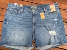 NWT Levi's Women's Shorts Mid Length Denim Distressed Shorts Blue Size 22W