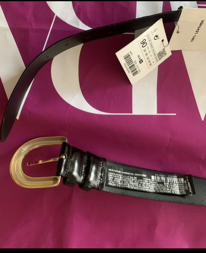 New zara Black Leather Belt With Gold Metal, Size 34 | eBay display picture 3