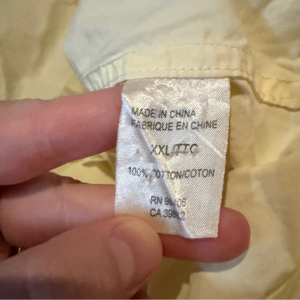 Theory Pale Yellow Button Down Shirt Men's Size XXL 100% Cotton Short Sleeve - Image 4 of 4