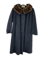 Vintage Royal Emblem By Namdlef Wool Coat Mohair Collar Canada Long Button Large