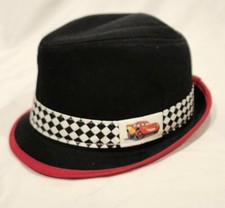New Disney Pixar Cars Boys Black Red White Fedora Hat - NWOT