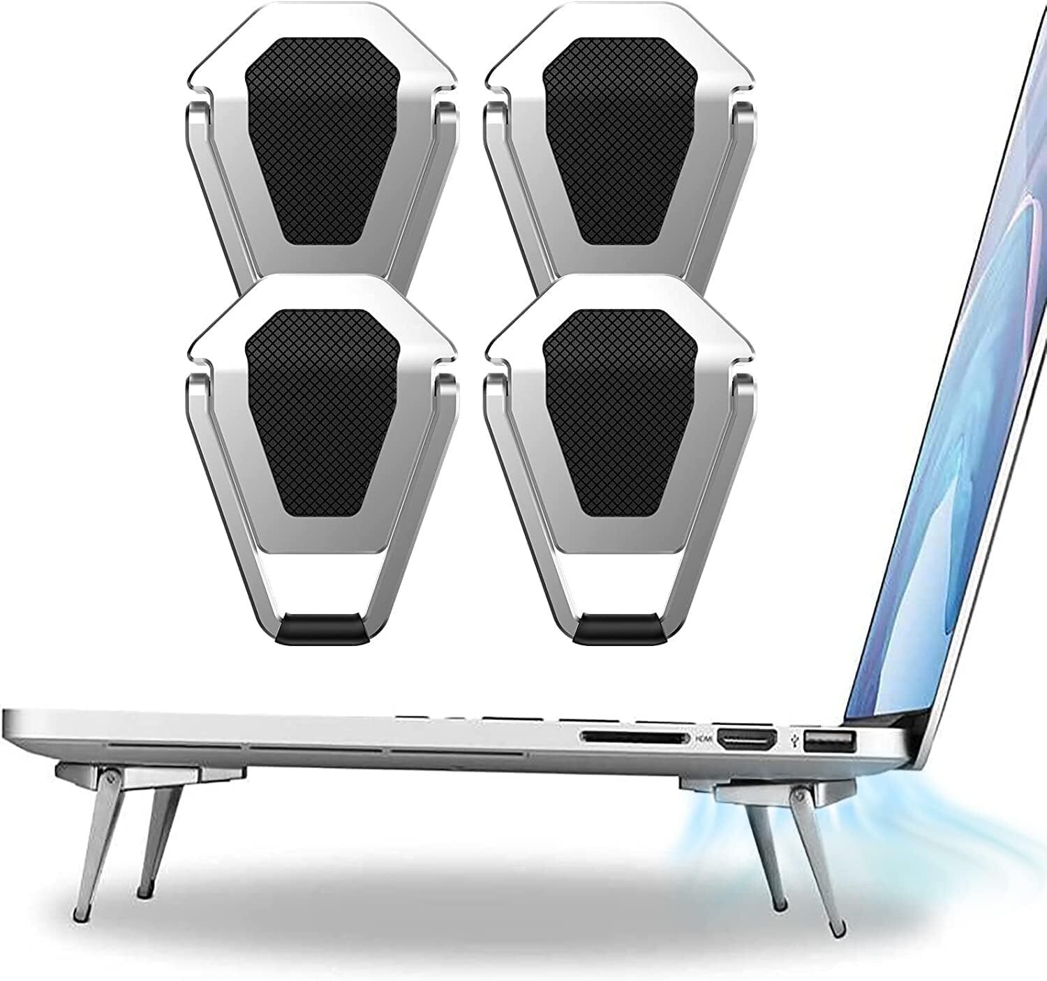 Compact Aluminum Laptop Stand with Cooling Pad and Keyboard Mount for Portability