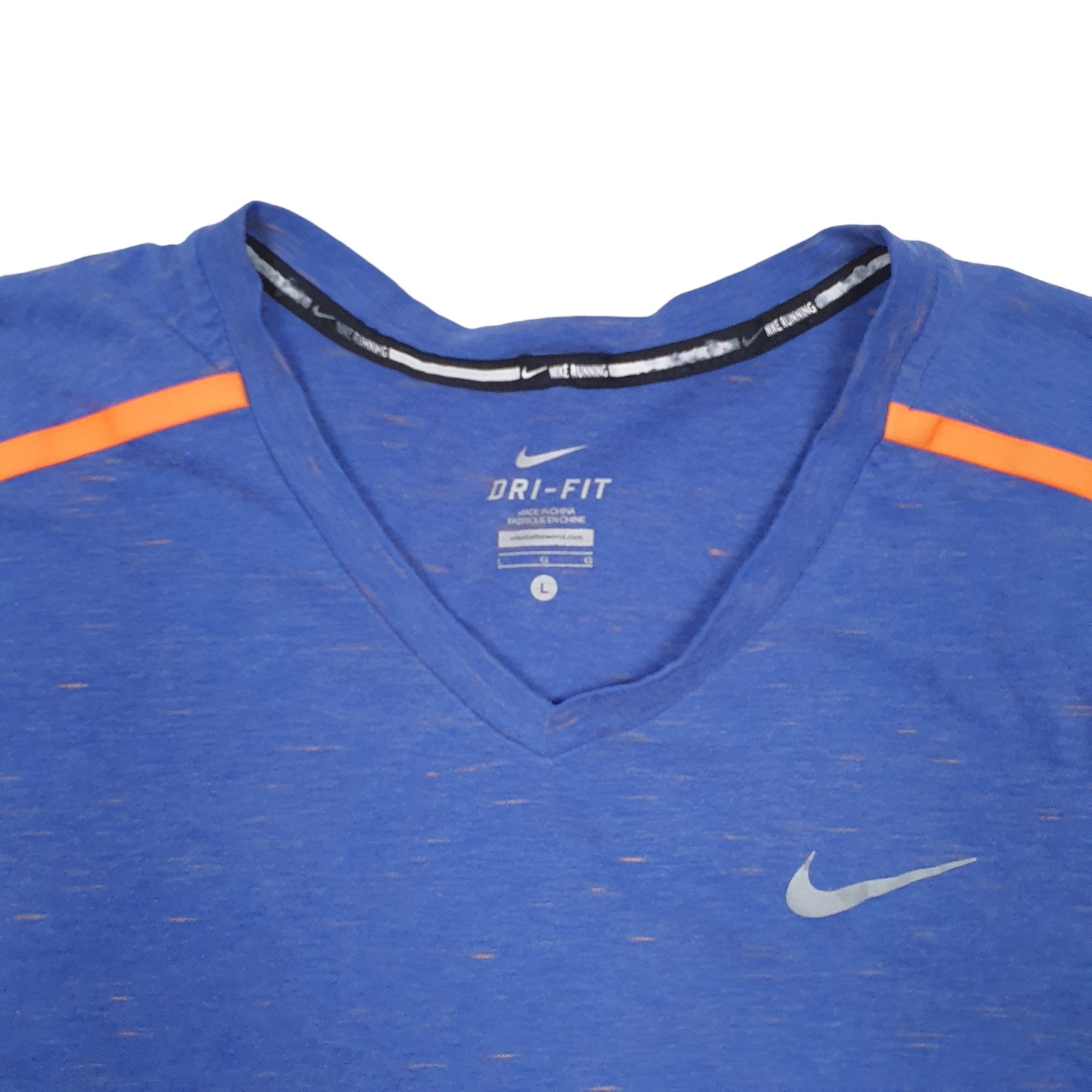 NIKE Blue T Shirt Tee Dri-Fit Running Short Sleeve Cotton Blend Mens L image 3