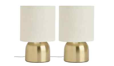 Home Paar Touch Tischlampen 16 cm Natur & Messing Wohndeko Lampenschirm verbeult