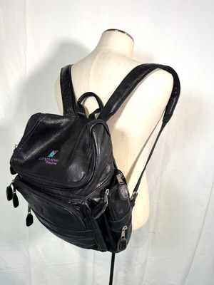 Frye Black Luxurious Thick Leather Large Backpack Shoulder  display picture 3