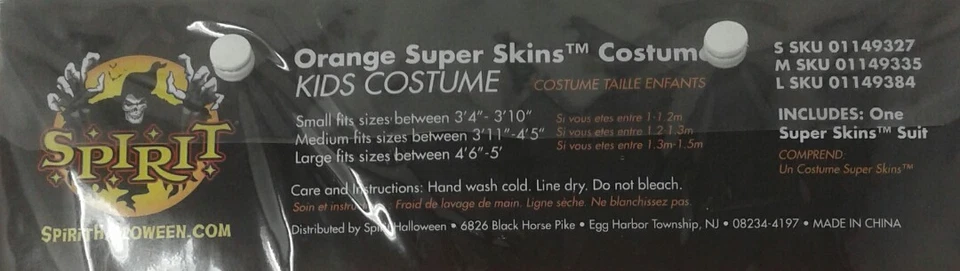 Disfraz de Halloween Super Skins naranja espíritu para niños se adapta a pequeño 4-6 C&Breathe Thru Foto 3 de 4