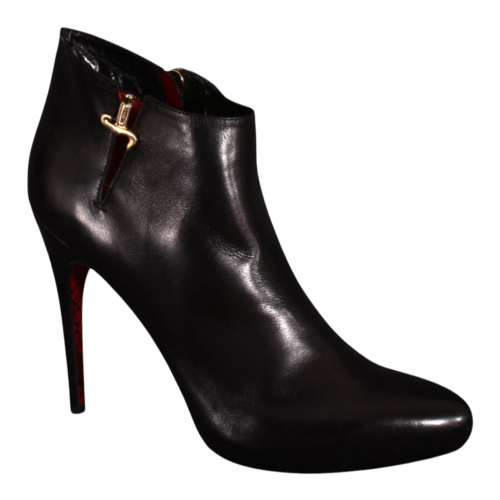 Cesare Paciotti Booties Shoes Black Leather Stiletto Heels Women's Size 10 NEW