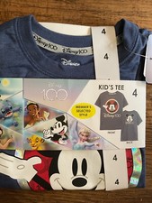Disney 100th Anniversary Mickey Mouse Two-Sided Kids T Shirt Size 4 Blue