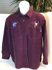 Vintage Disney Corduroy Shirt Button Down Pooh Bear Friends Purple Lg 12-14