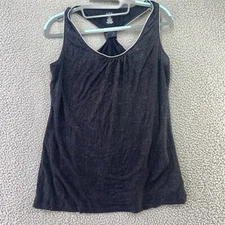 ANA A New Approach Womens Racerback Tank Rayon Black Metalic Semi Sheer Size M