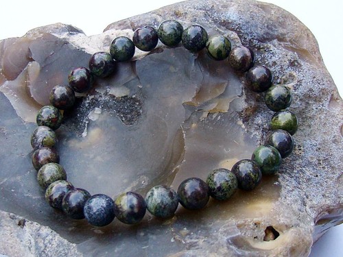 Men Women Gemstone Bracelet 8mm AGATE beads Elastic - Imagen 3 de 3