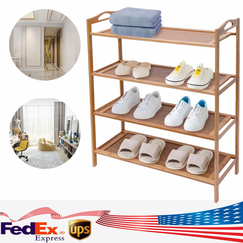 4-Tier Bamboo Shoe Rack - Entryway Storage & Display Organizer
