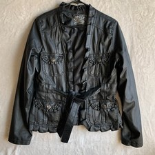 Womens Dollhouse Groovy Faux Leather Jacket Large Black (l) New With Defects