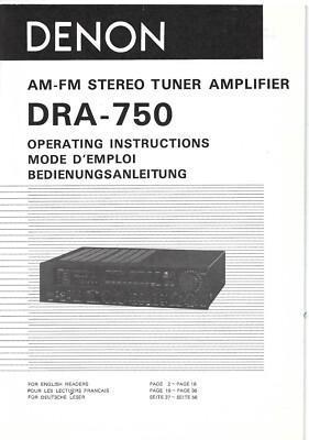 Denon DRA-750 Bedienungsanleitung, Handbuch